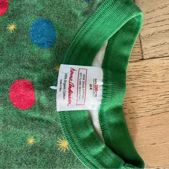 Hanna Andersson Kids Christmas Tree Pajama Set Grey Green Size 10 - Picture 3 of 3